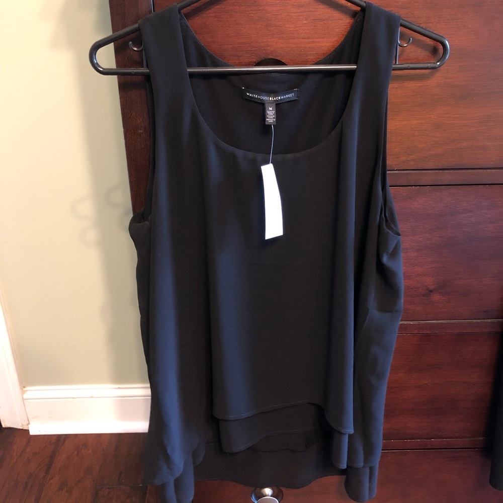 White House Black Market tiered Black top, M